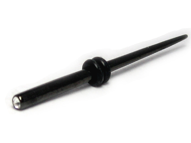 日本純精鋼黑白水晶鋼擴孔長針耳環