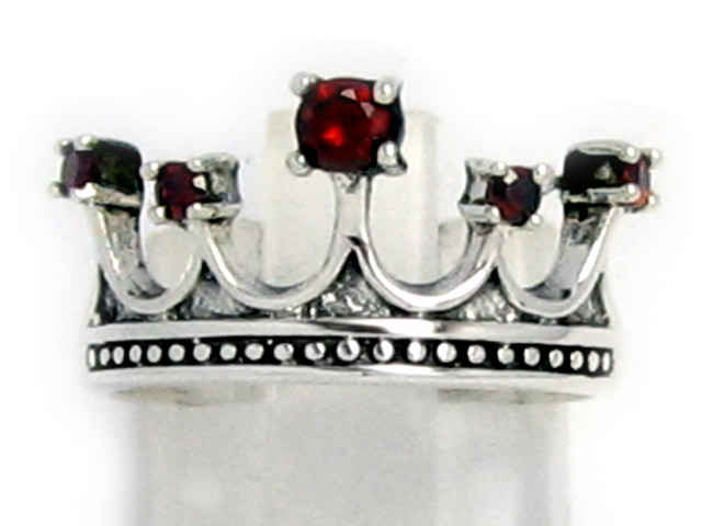 日本925純銀紅水晶皇冠造型戒指
