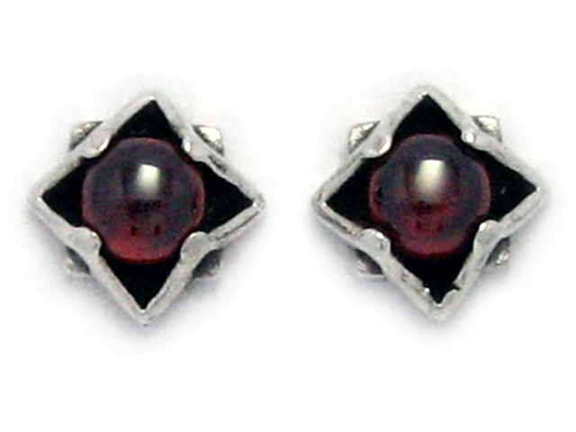 日本925純銀紅水晶耳環