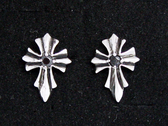 日本925純銀大款黑水晶十字架耳環